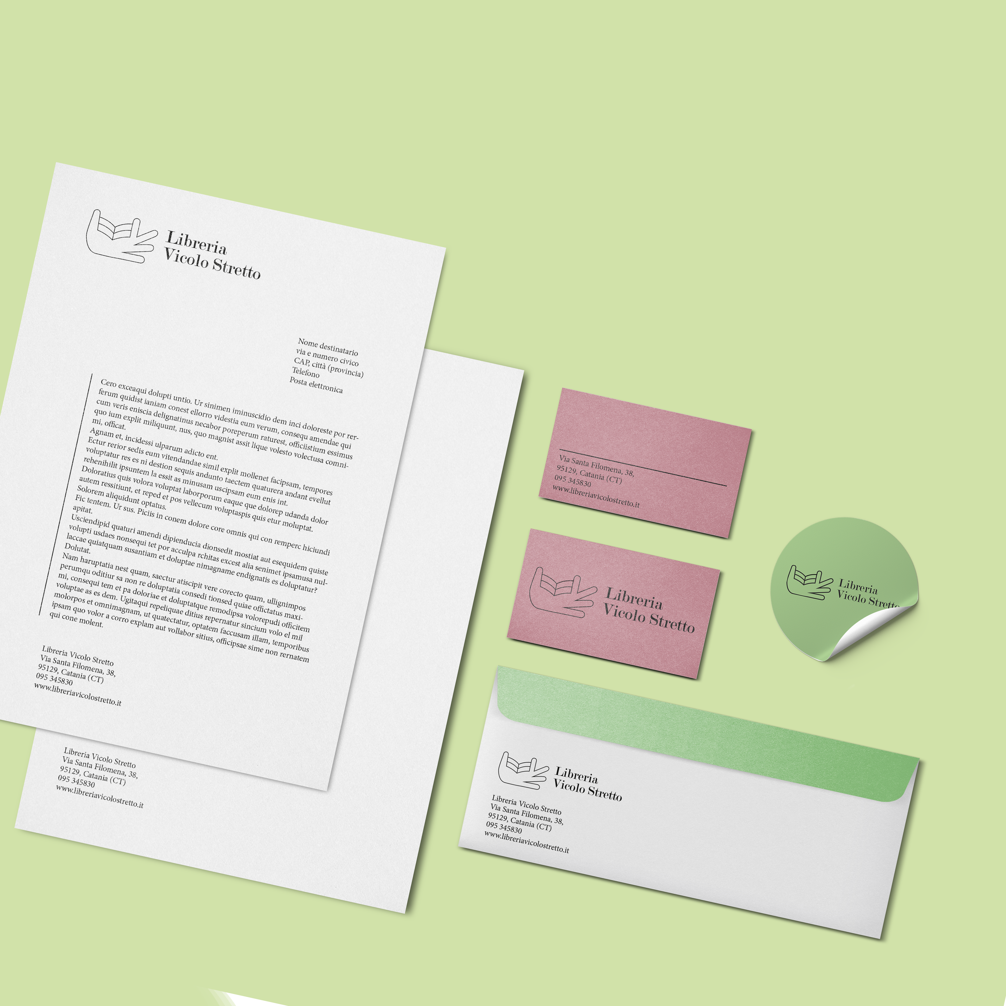 identità visiva della libreria vicolo stretto